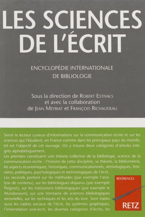 Couverture ebook de Les Sciences de l'écrit, de Robert Estivals