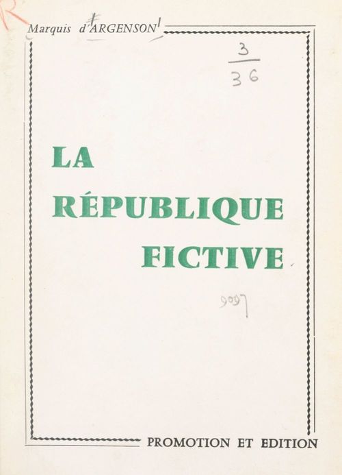 Couverture ebook de La République fictive, de Marc-Pierre D'Argenson