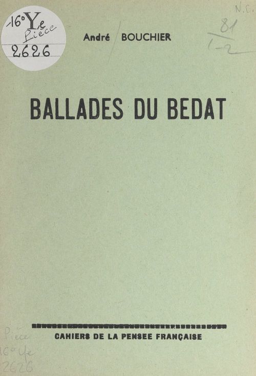 Couverture ebook de Ballades du Bedat, de Andre Bouchier