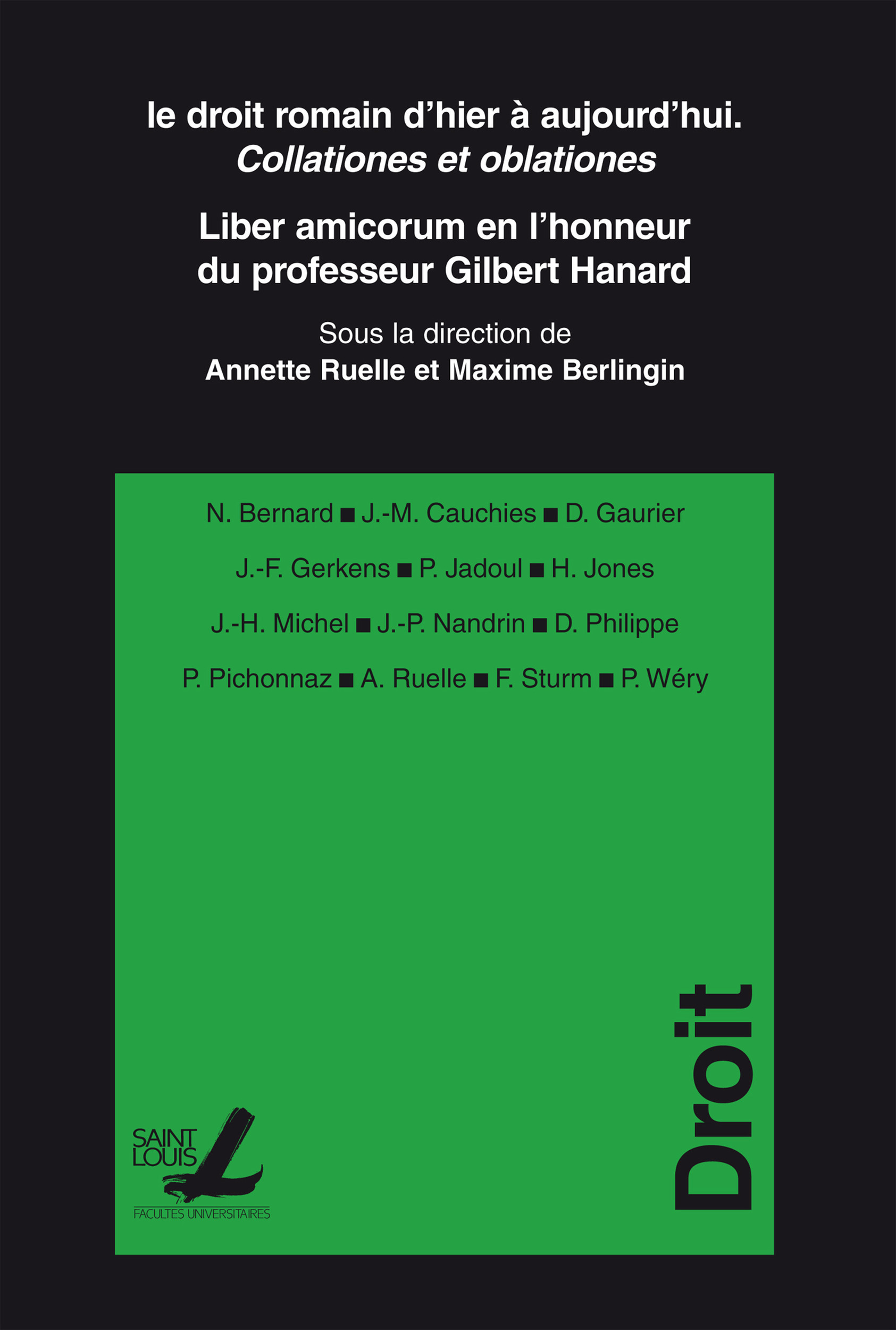 ebook cover of Le droit romain d´hier à aujourd´hui. Collationes et oblationes, by