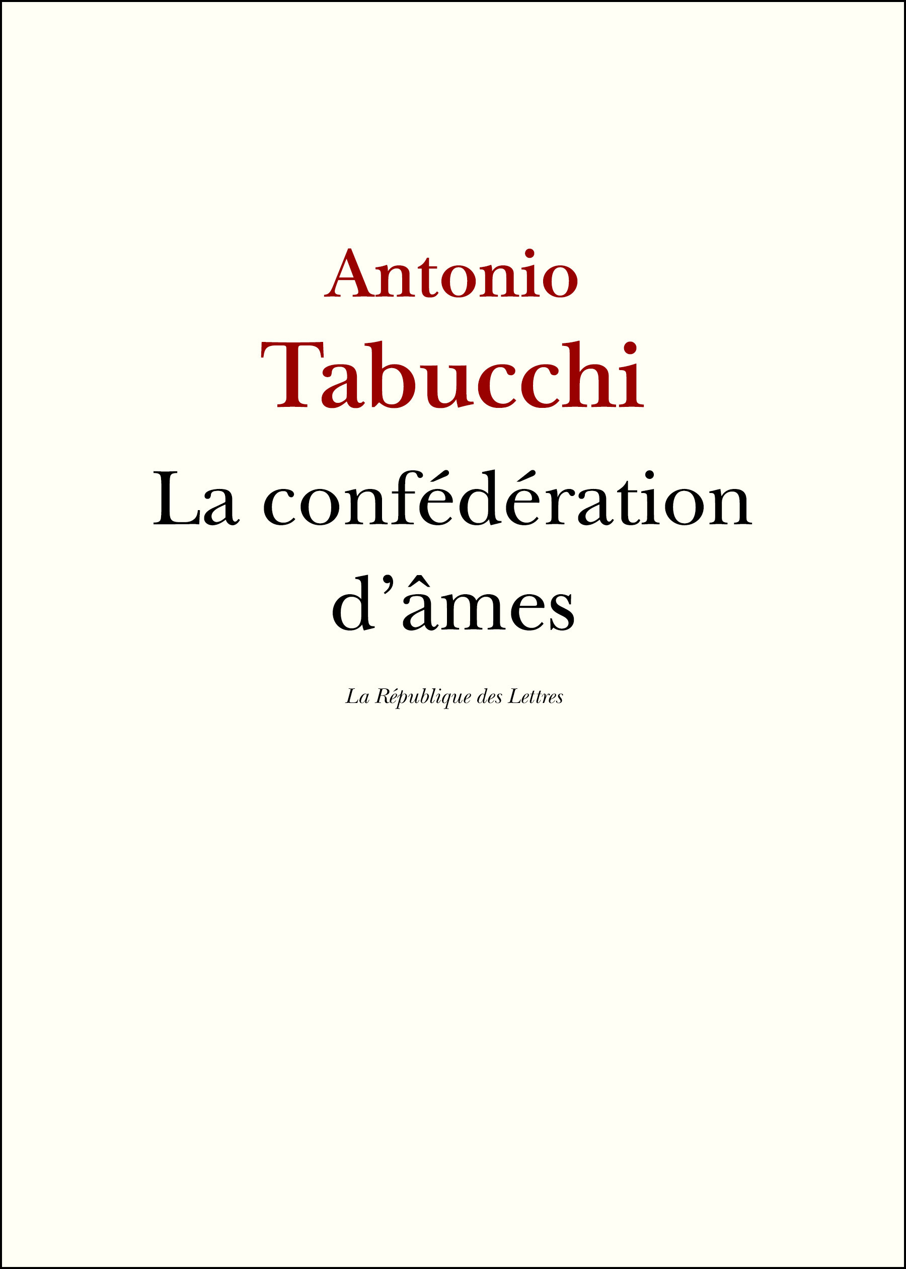 ebook cover of La Confédération d'âmes, by Antonio Tabucchi