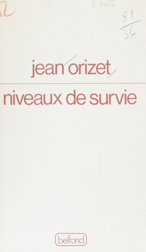 ebook cover of Niveaux de survie, by Jean Orizet