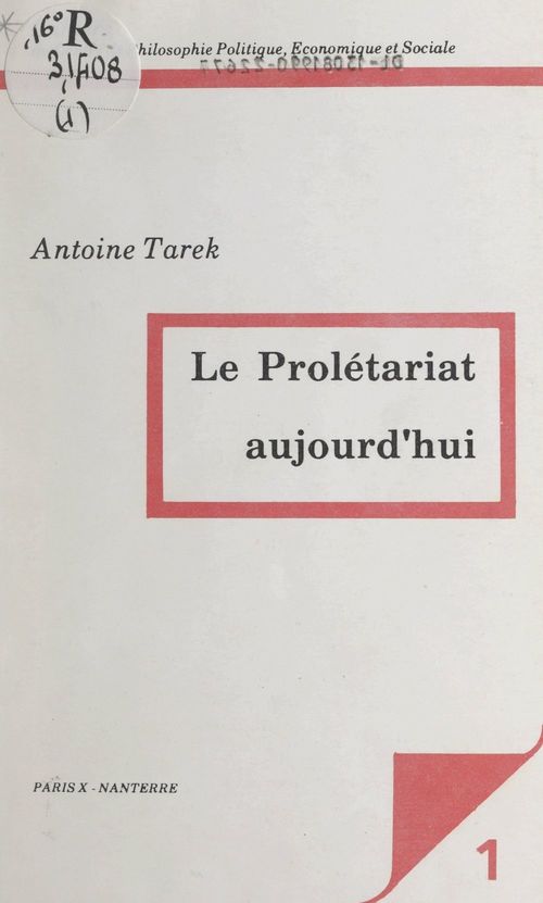 ebook cover of Le prolétariat aujourd'hui, by Antoine Tarek