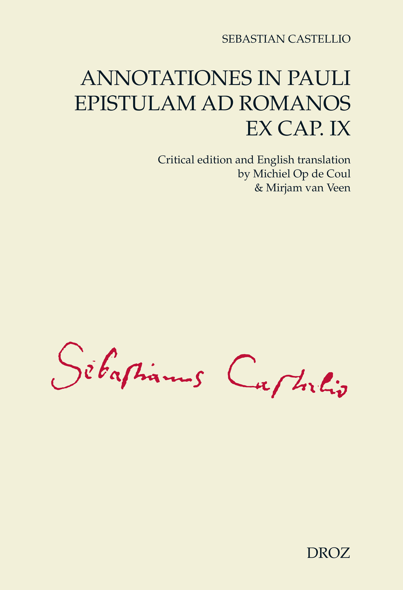 ebook cover of Annotationes in Pauli Epistulam ad Romanos ex cap. IX, by Sébastien Castellion