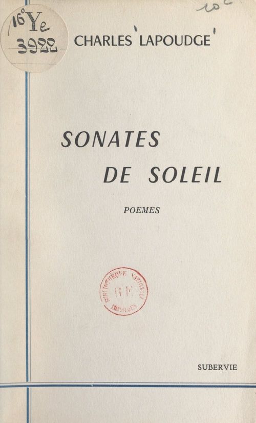 ebook cover of Sonates de soleil, by Charles Lapoudge