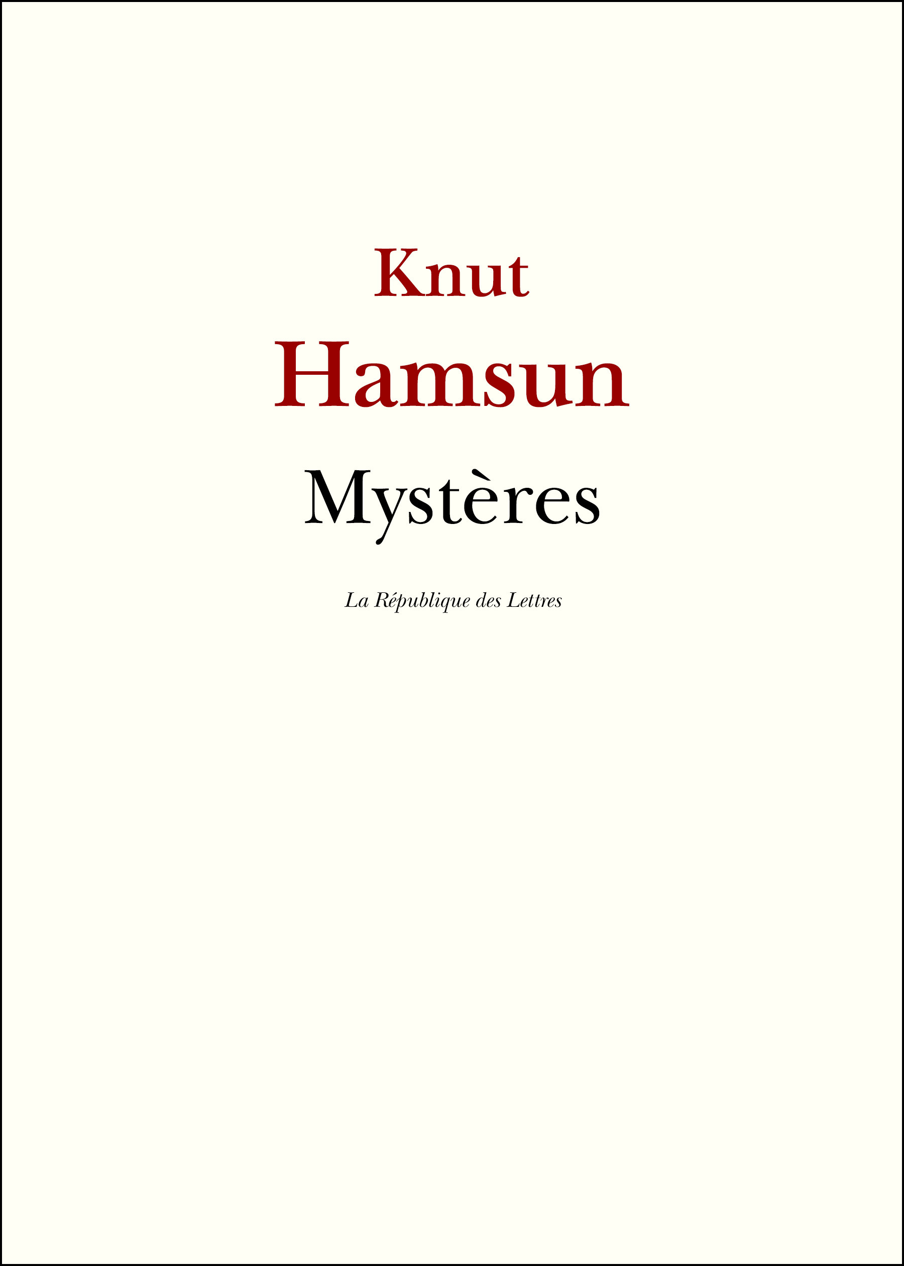 ebook cover of Mystères, by Knut Hamsun