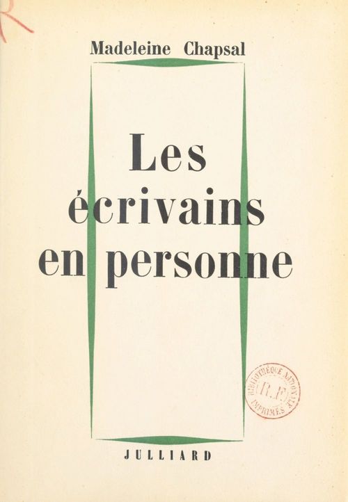 ebook cover of Les écrivains en personne, by Madeleine Chapsal