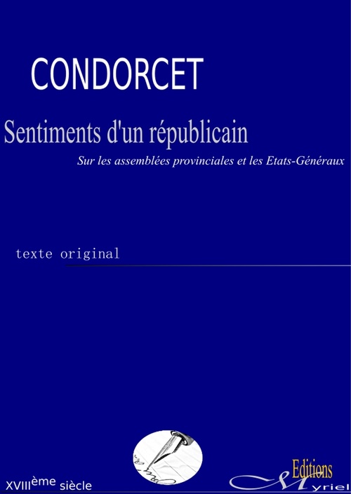 Couverture ebook de Sentiments d'un républicain, de Nicolas de Condorcet