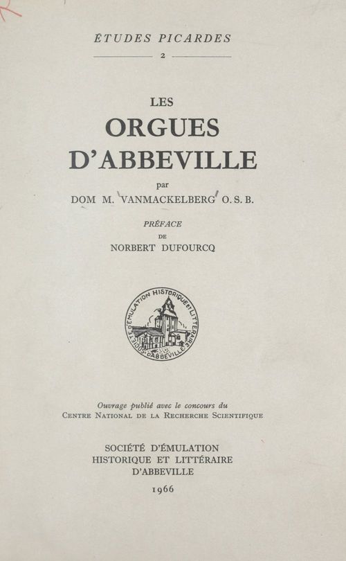 Couverture ebook de Les orgues d'Abbeville, de Maurice Vanmackelberg