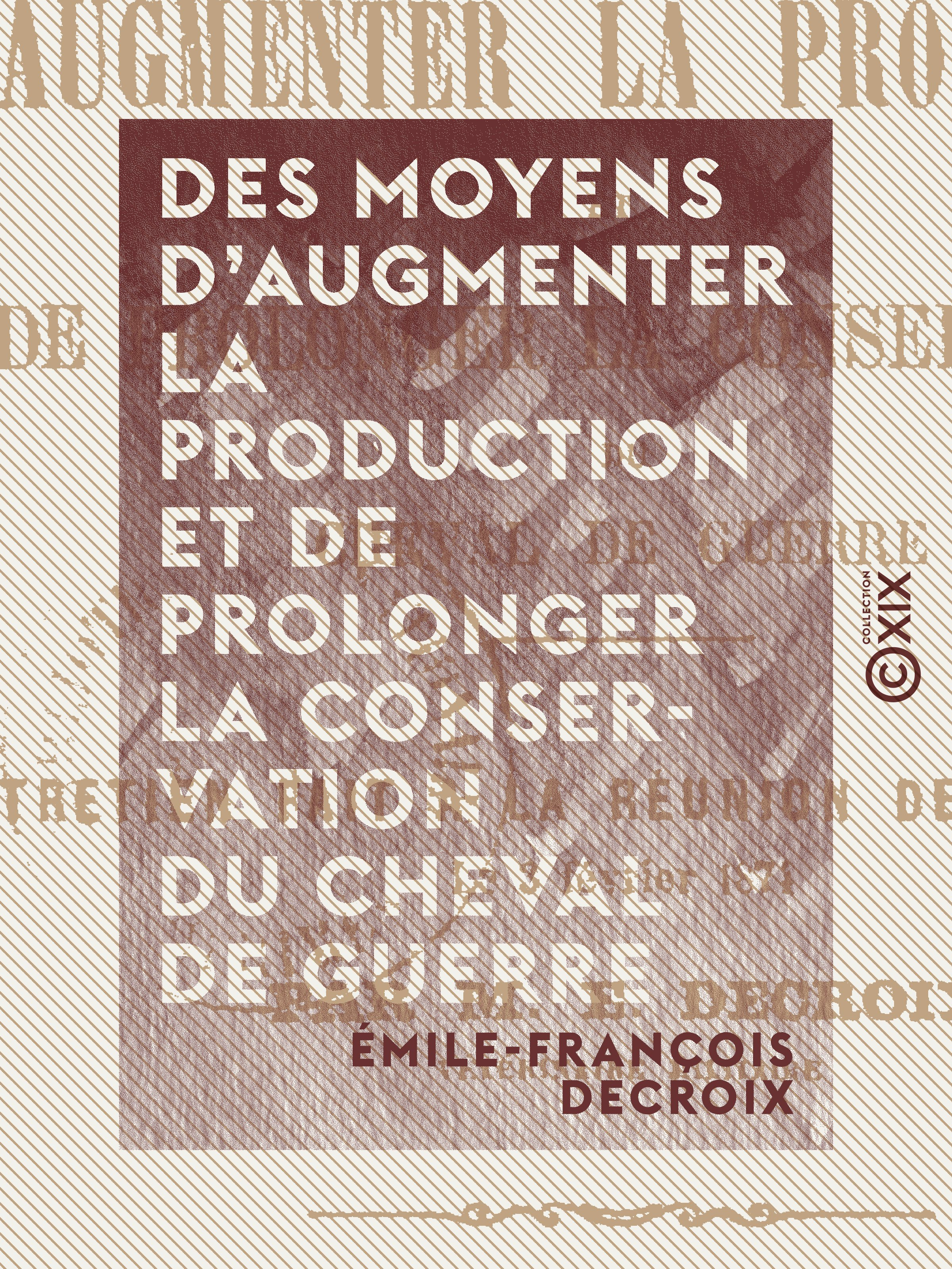 Couverture ebook de Des moyens d'augmenter la production et de prolonger la conservation du cheval de guerre - Entretien fait à la réunion des officiers, le 3 février 1874, de Emile-Francois Decroix