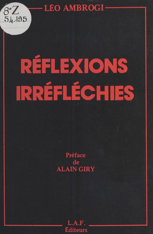 Couverture ebook de Réflexions irréfléchies, de Leo Ambrogi