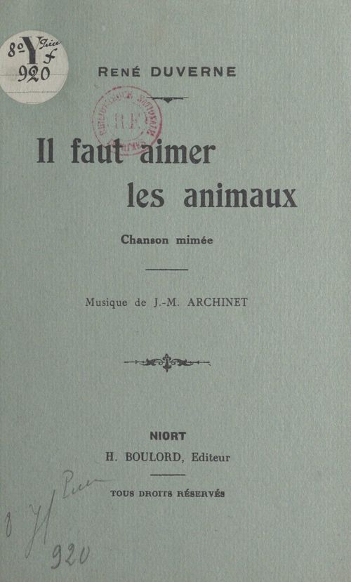 ebook cover of Il faut aimer les animaux, by Rene Duverne