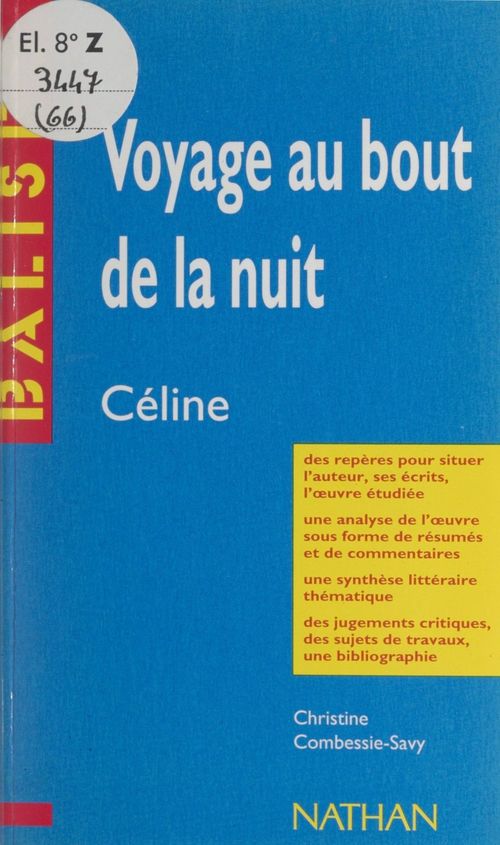 Couverture ebook de Voyage au bout de la nuit, de Christine Combessie-Savy