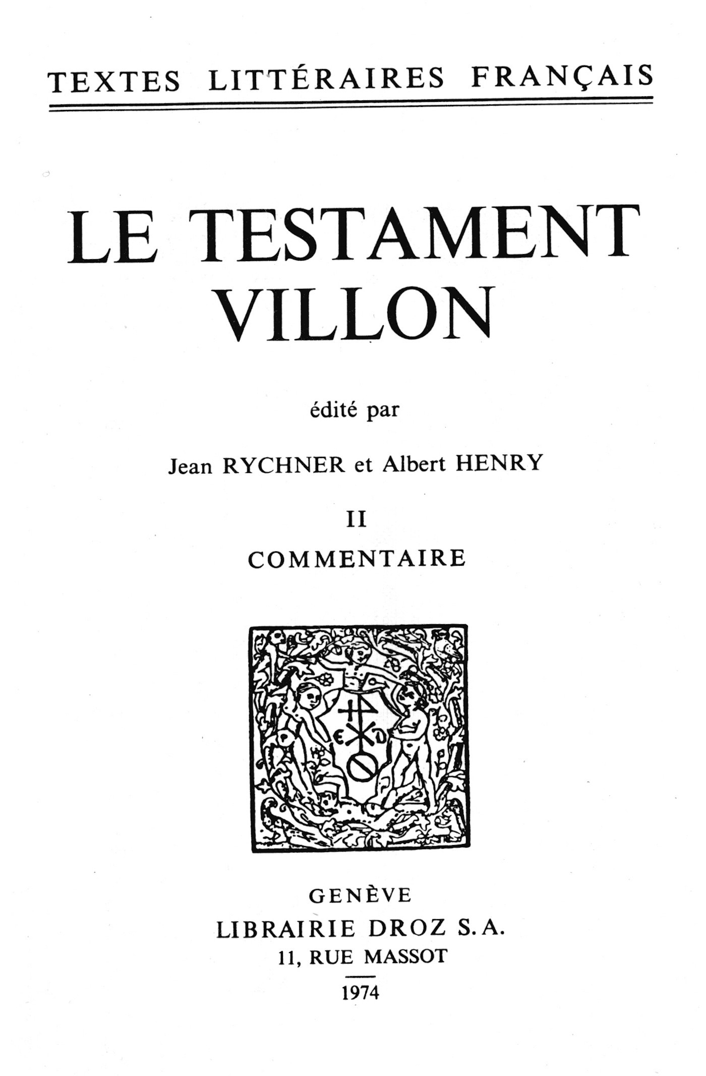 Couverture ebook de Le Testament, de Villon Fran Ois