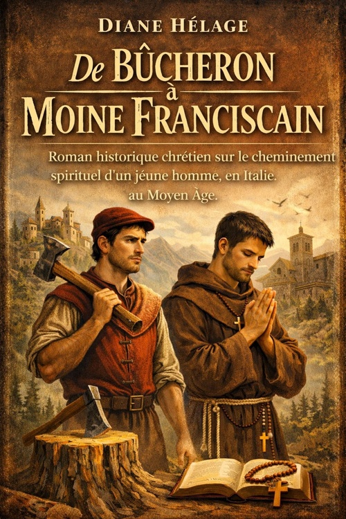 Couverture ebook de De bûcheron à moine franciscain, de Diane Helage