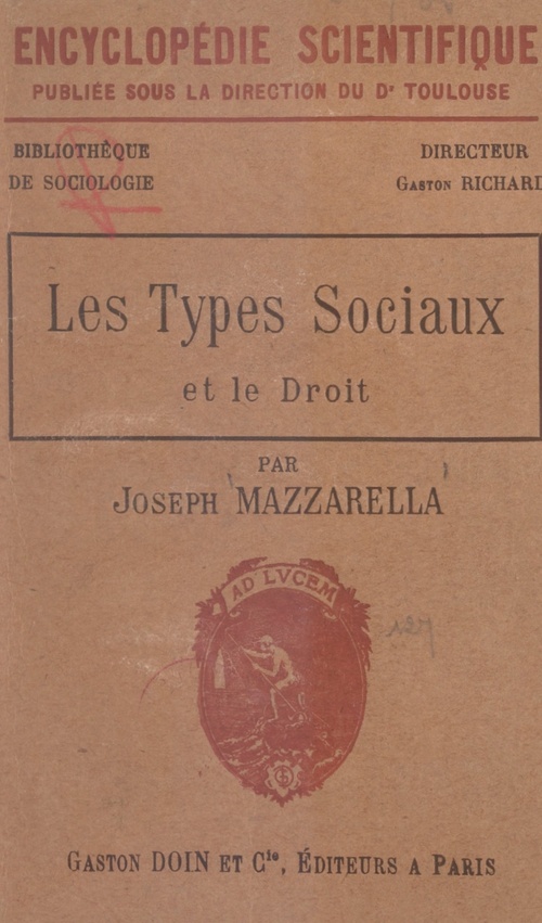 Couverture ebook de Les types sociaux et le droit, de Joseph Mazzarella