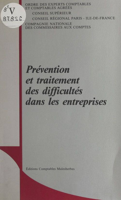 Couverture ebook de Prévention et traitement des difficultés dans les entreprises, de Oecca