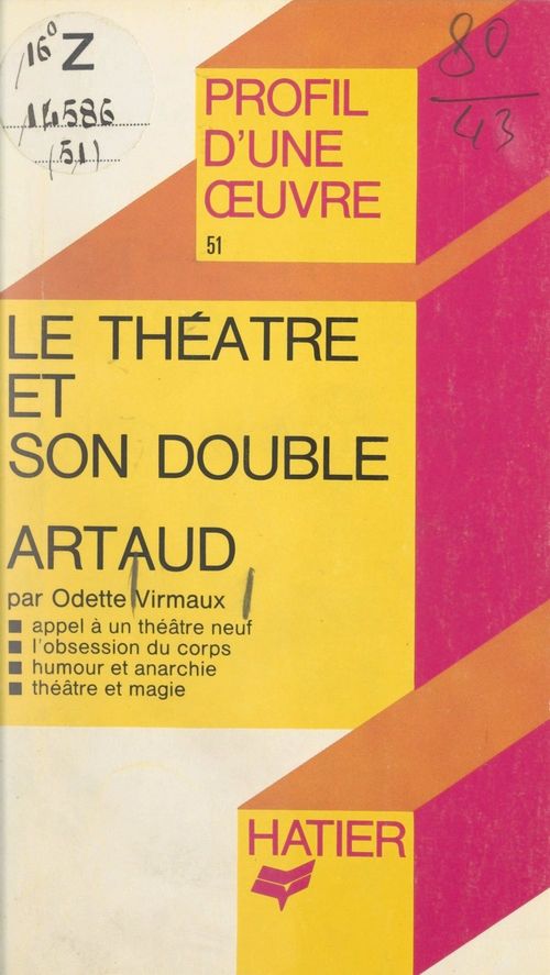 Couverture ebook de Le théâtre et son double, Antonin Artaud, de Odette Virmaux