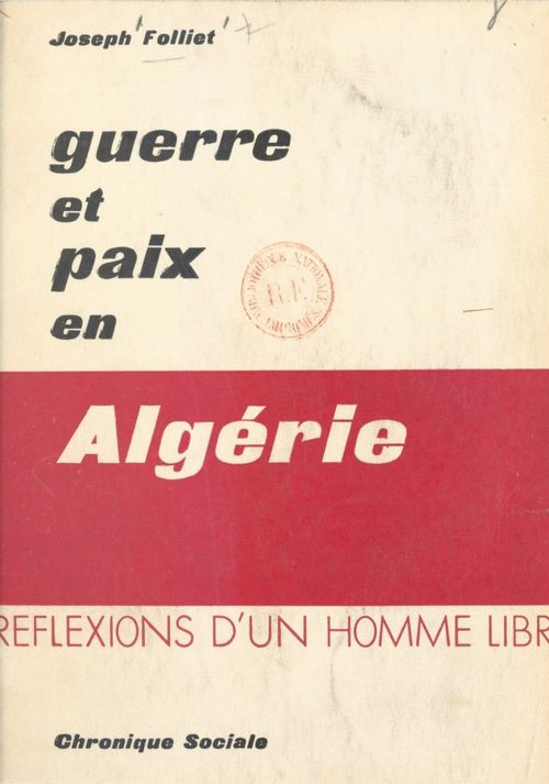 Couverture ebook de Guerre et paix en Algérie, de Joseph Folliet