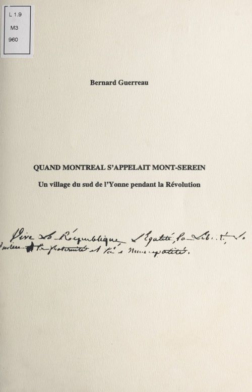 ebook cover of Quand Montréal s'appelait Mont-Serein, by Bernard Guerreau
