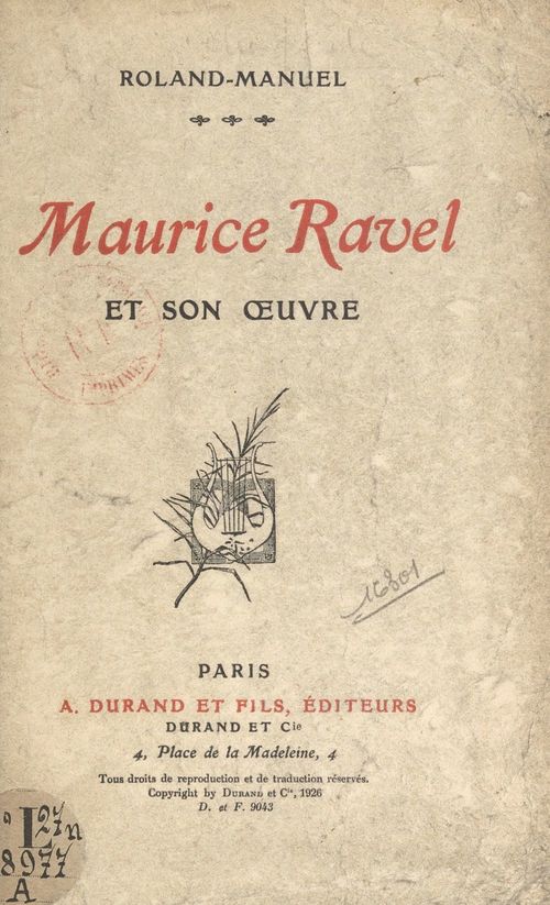 Couverture ebook de Maurice Ravel et son oeuvre, de Roland-manuel