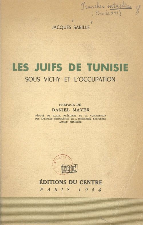 ebook cover of Les Juifs de Tunisie sous Vichy et l'Occupation, by Jacques Sabille