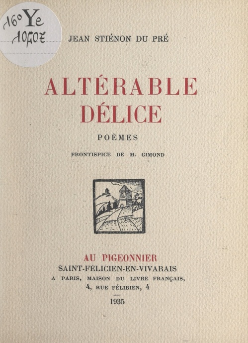 Couverture ebook de Altérable délice, de Jean Stienon Du Pre