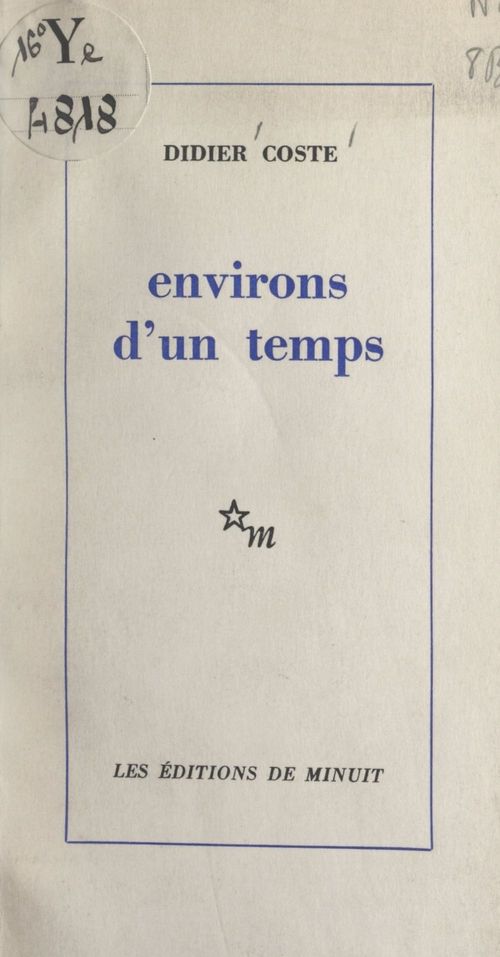 Couverture ebook de Environs d'un temps, de Didier Coste