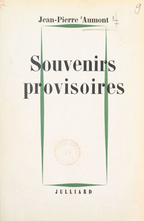 ebook cover of Souvenirs provisoires, by Jean-Pierre Aumont