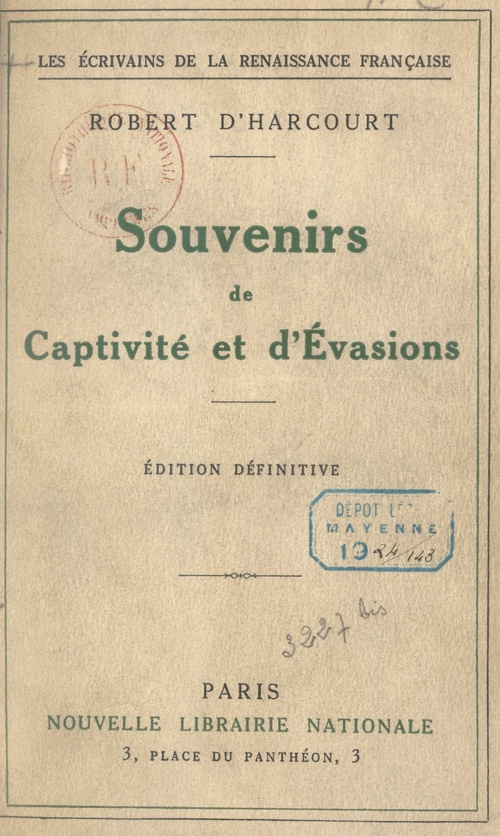 ebook cover of Souvenirs de captivité et d'évasions, by Robert D'Harcourt