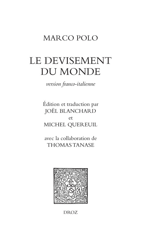 ebook cover of Le devisement du monde, by Marco Polo