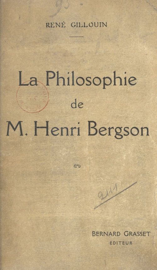 ebook cover of La philosophie de M. Henri Bergson, by Rene Gillouin