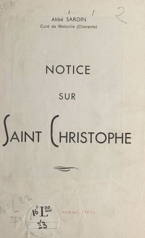 ebook cover of Notice sur saint Christophe, by Louis Sardin