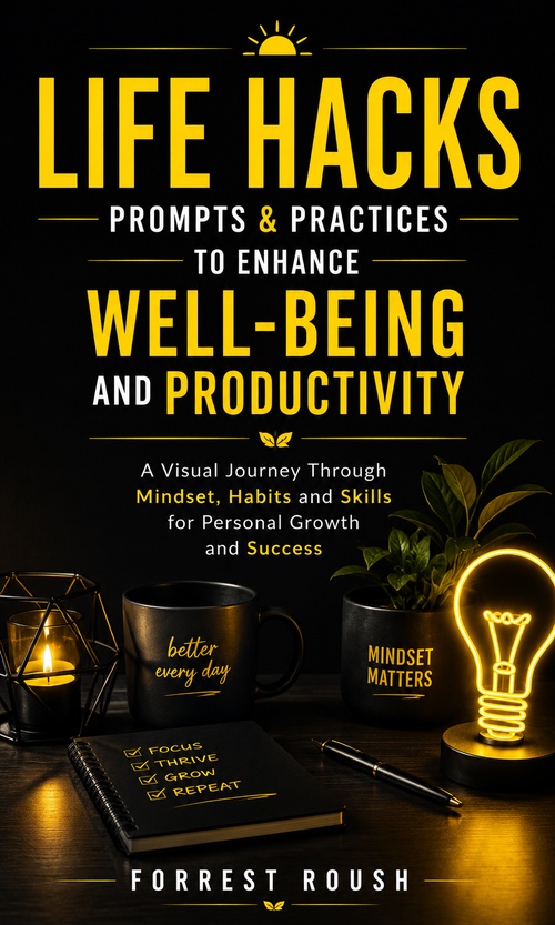 ebook cover of Life Hacks: Prompts & Practices to Enhance Well-being and Productivity, by Forrest Roush