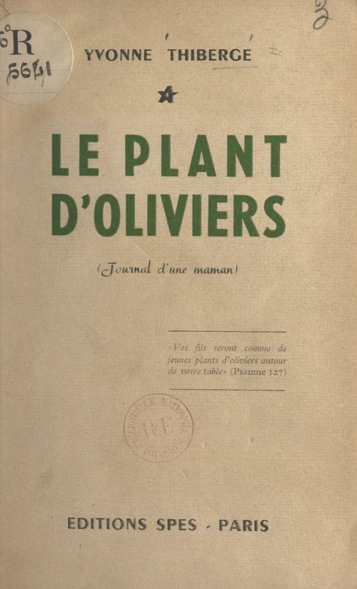 Couverture ebook de Le plant d'oliviers, de Yvonne Thiberge