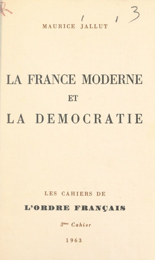 Couverture ebook de La France moderne et la démocratie, de Maurice Jallut