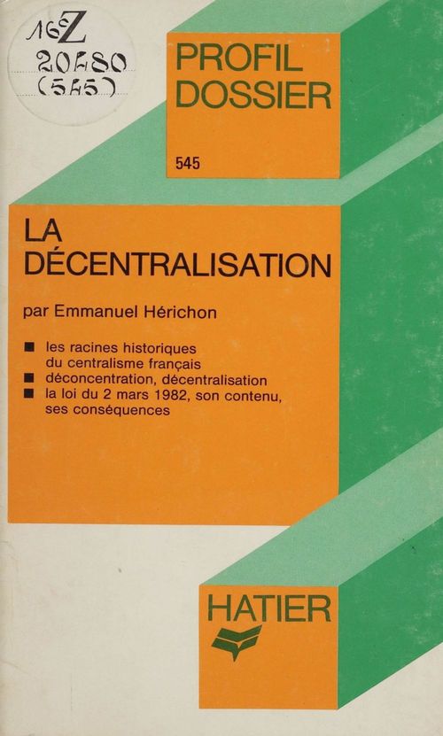 Couverture ebook de La Décentralisation, de Emmanuel Herichon