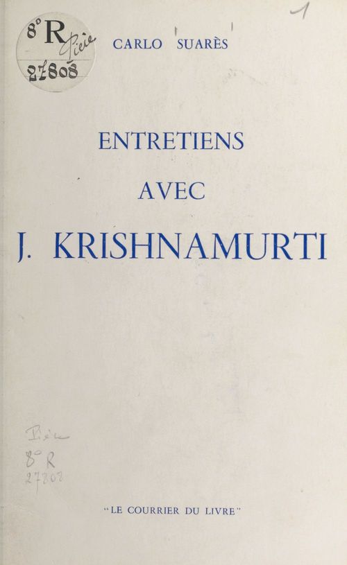 ebook cover of Entretiens avec J. Krishnamurti, by Carlo Suares