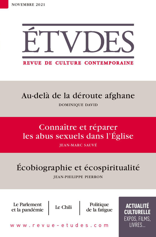 ebook cover of Revue Études :  Au-delà de la déroute afghane - Entretien avec Jean-Marc Sauvé : Connaître et réparer les abus sexuels dans l'Église - Écobiographie et écospiritualité, by Collectif Auteur