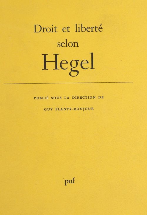 Couverture ebook de Droit et liberté selon Hegel, de