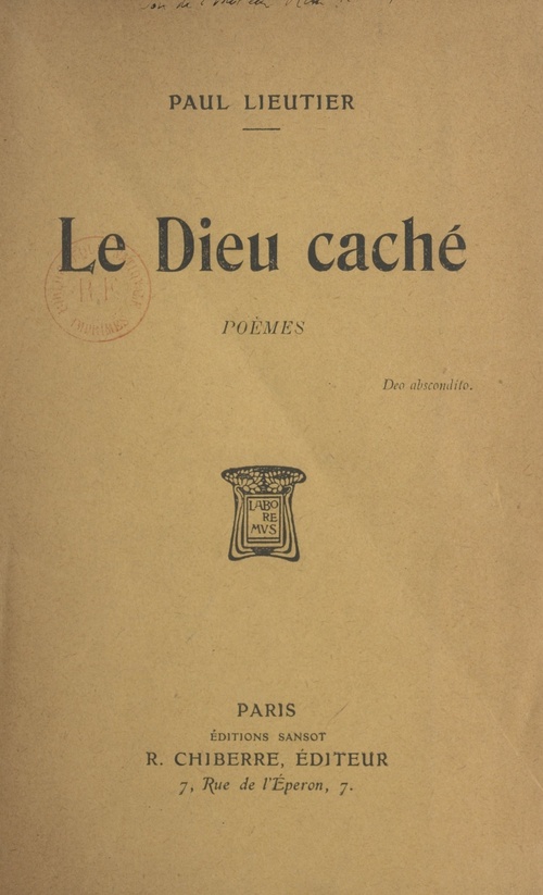 Couverture ebook de Le dieu caché, de Paul Lieutier