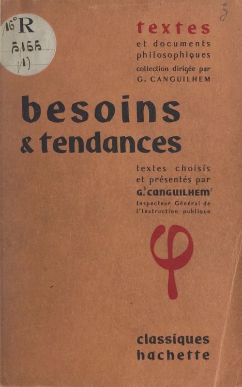 Couverture ebook de Besoins et tendances, de G. Canguilhem