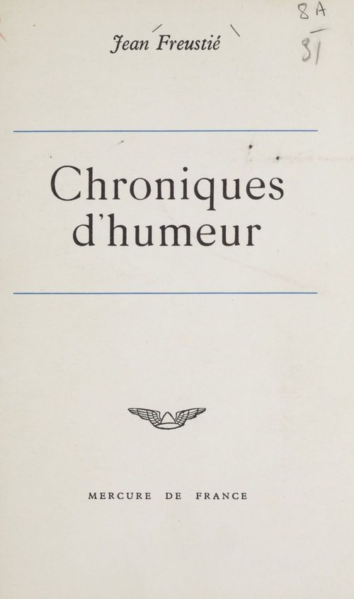Couverture ebook de Chroniques d'humeur, de Jean Freustié