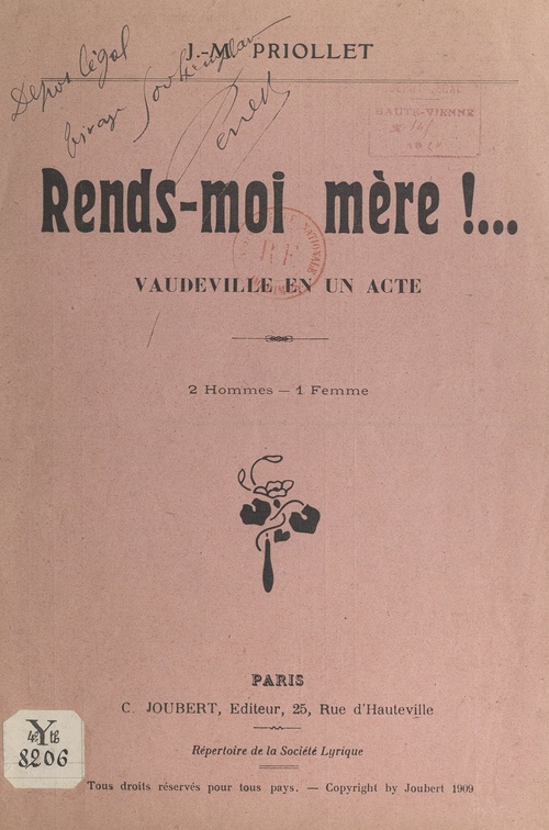 ebook cover of Rends-moi mère !..., by Julien Priollet, Marcel Priollet