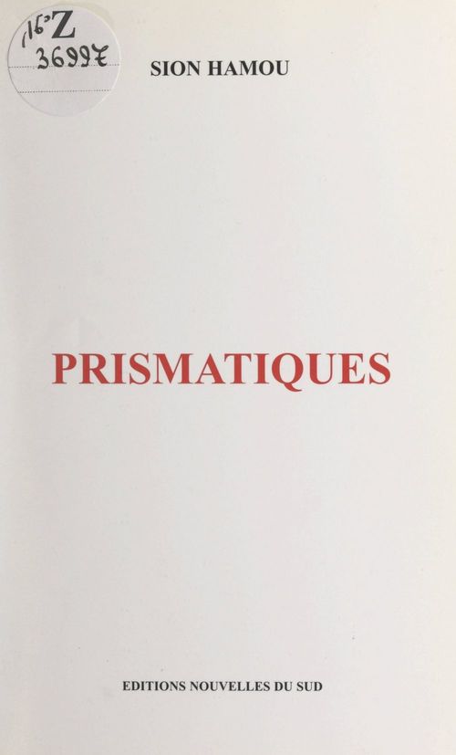 ebook cover of Prismatiques, by Sion Hamou
