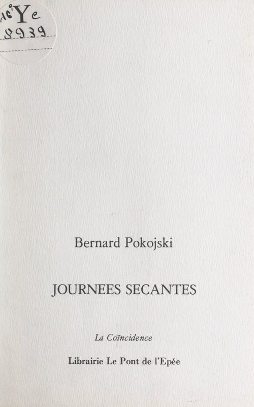 Couverture ebook de Journées sécantes, de Bernard Pokojski