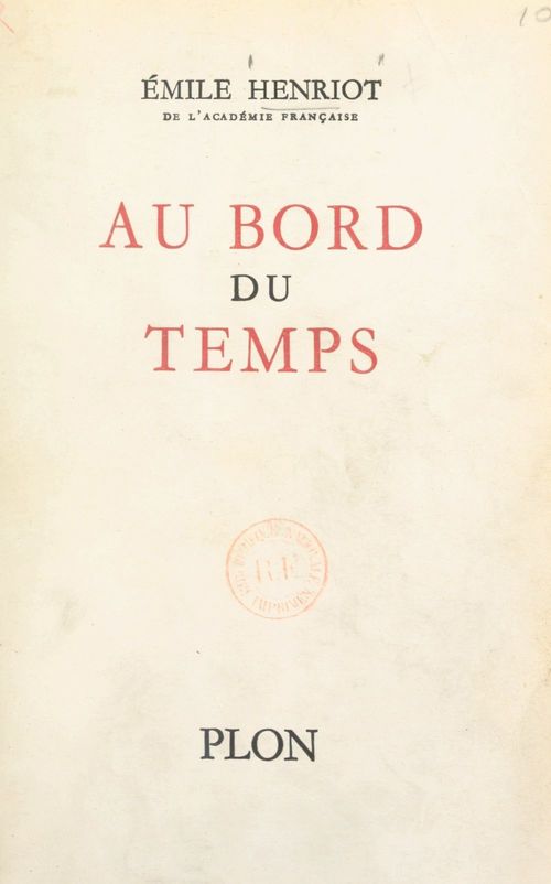 Couverture ebook de Au bord du temps, de Emile Henriot