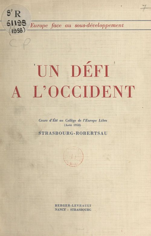 Couverture ebook de Un défi à l'Occident, de Adolf A. Berle, Luc Boursier De Carbon, Paul Devinat