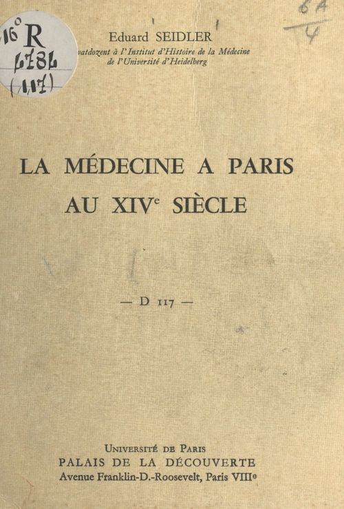 ebook cover of La médecine à Paris au XIVe siècle, by Eduard Seidler
