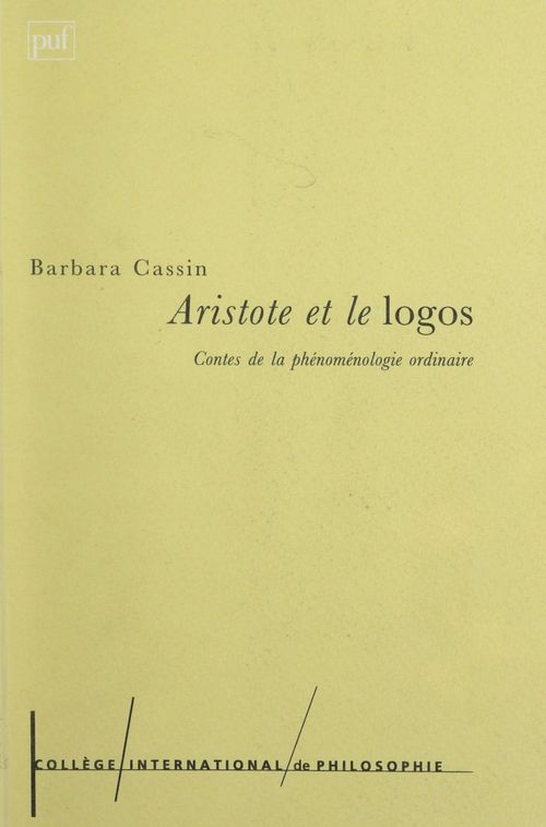 Couverture ebook de Aristote et le logos, de Barbara Cassin